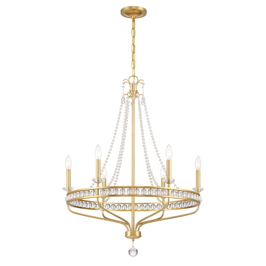 Crystorama Seville 6 Light Chandelier, Aged Brass - SEV-1806-AG