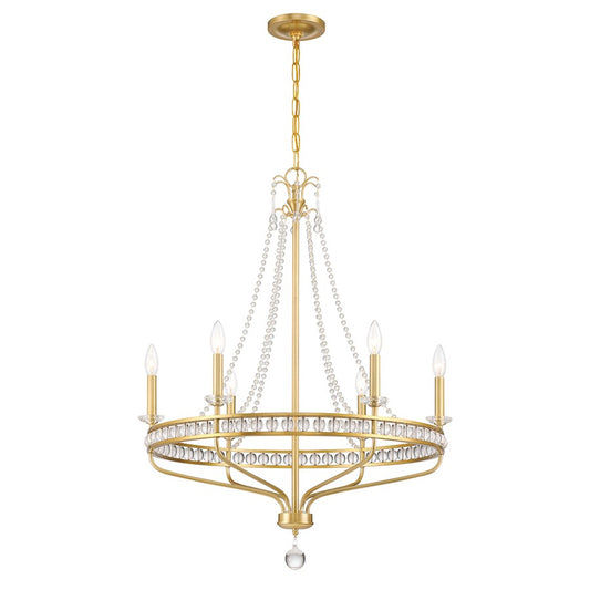 Crystorama Seville 6 Light Chandelier, Aged Brass - SEV-1806-AG