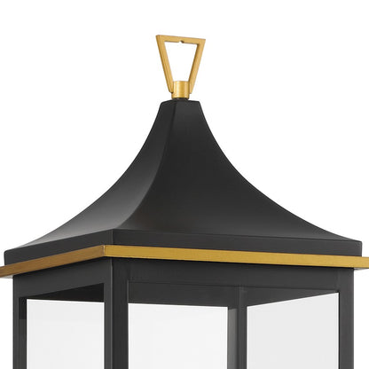 Crystorama Simpson 3 Light Outdoor Post, Black/Textured Gold