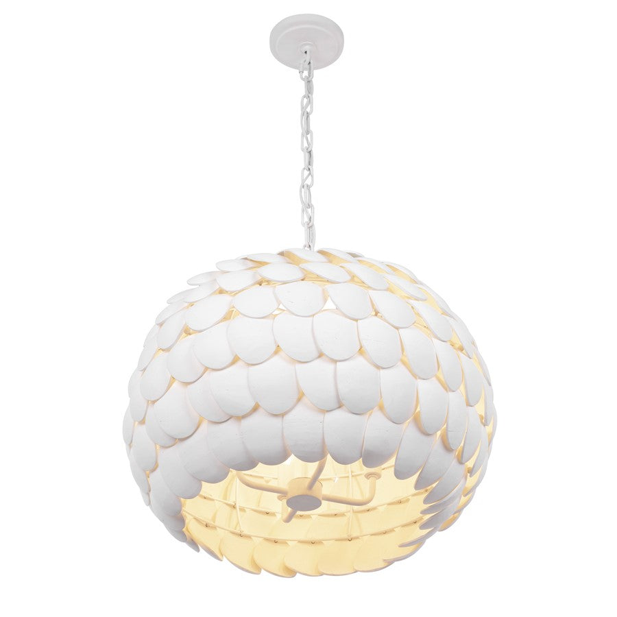 Crystorama Talia 5 Light 20.5" Chandelier, Matte White/White
