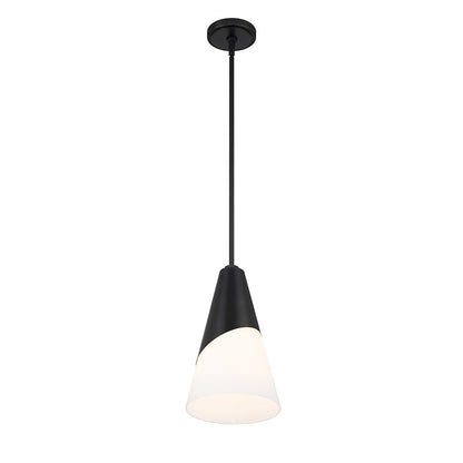 Crystorama Tori 1 Light Mini Pendant, Matte Black/Frosted