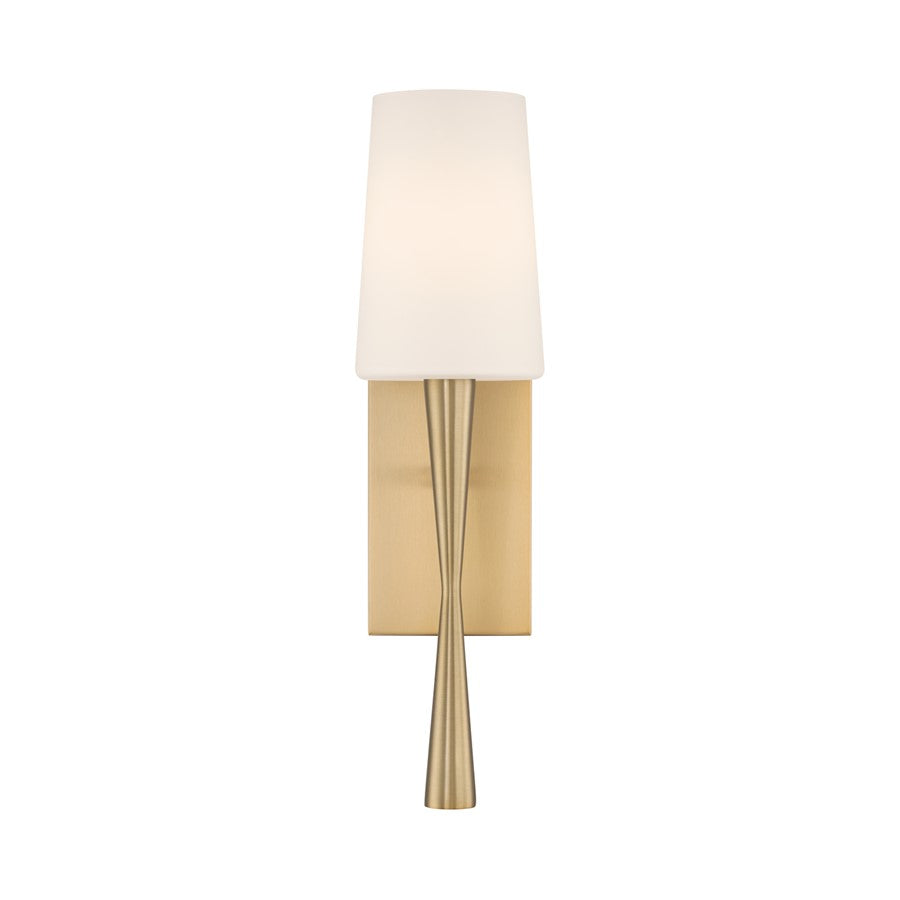 Crystorama Trenton 1 Light 5" Sconce, Aged Brass/White
