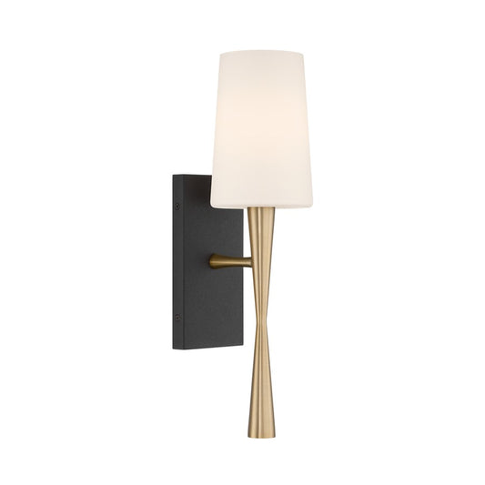 Crystorama Trenton 1Lt 5" Sconce, Brass/Black Forged/White - TRE-221-OP-AG-BF