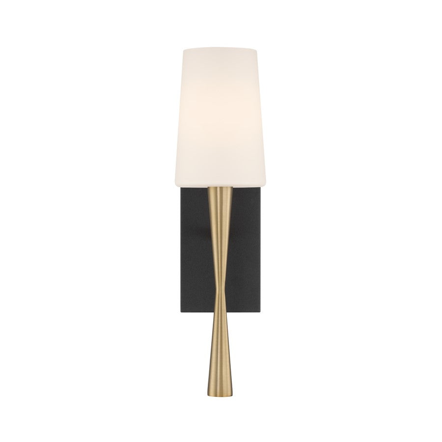 Crystorama Trenton 1Lt 5" Sconce, Brass/Black Forged/White