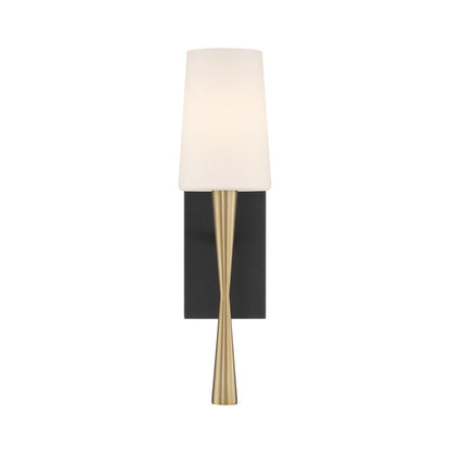 Crystorama Trenton 1Lt 5" Sconce, Brass/Black Forged/White