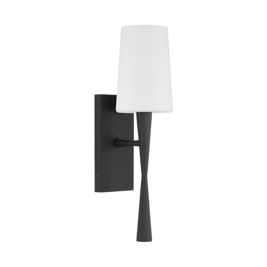 Crystorama Trenton 1 Light 5" Sconce, Black Forged/White