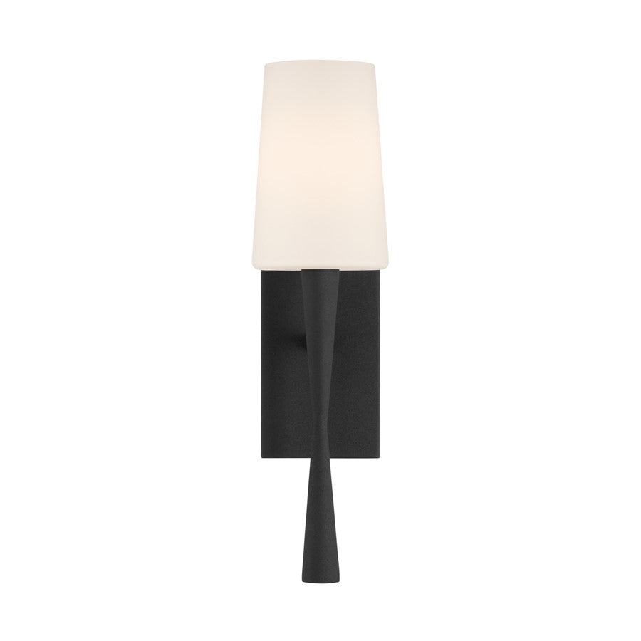Crystorama Trenton 1 Light 5" Sconce, Black Forged/White