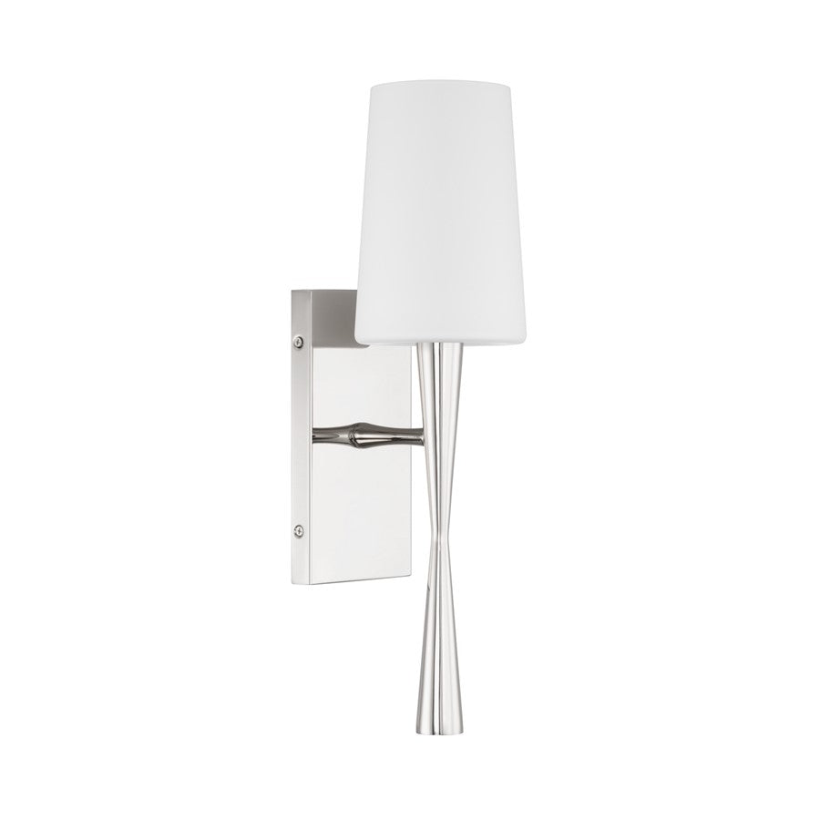 Crystorama Trenton 1 Light 5" Sconce, Polished Nickel/White