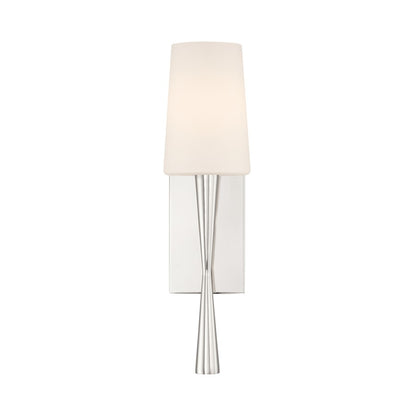 Crystorama Trenton 1 Light 5" Sconce, Polished Nickel/White