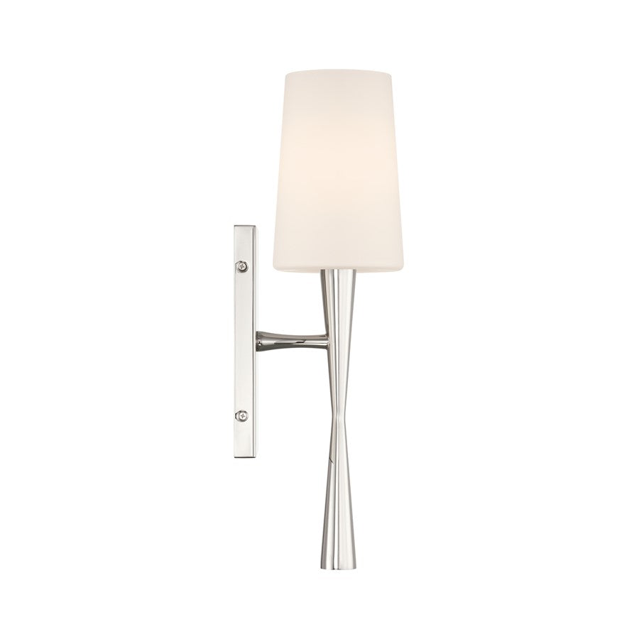 Crystorama Trenton 1 Light 5" Sconce, Polished Nickel/White