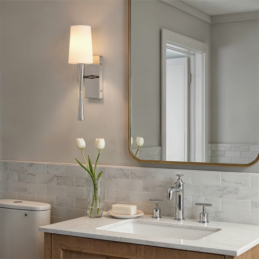 Crystorama Trenton 1 Light 5" Sconce, Polished Nickel/White