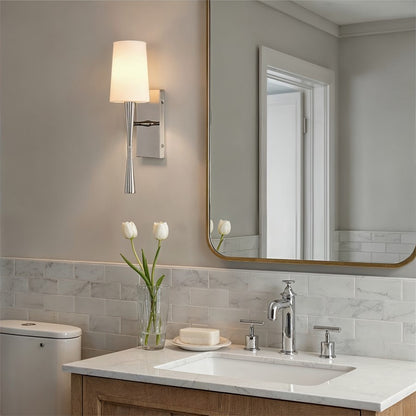 Crystorama Trenton 1 Light 5" Sconce, Polished Nickel/White