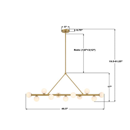 Crystorama Terrell 11 Light 46.5" Chandelier, Luxe Gold/White