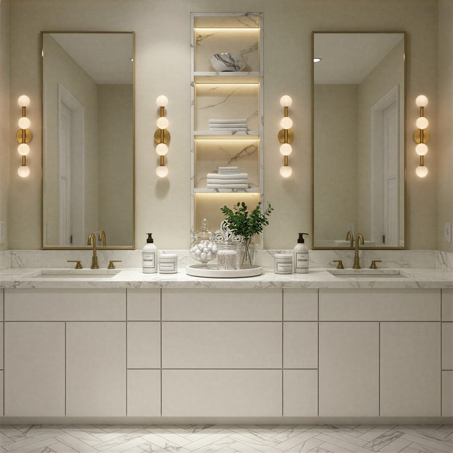 Crystorama Terrell 4 Light 24" Bathroom Vanity, Luxe Gold/White
