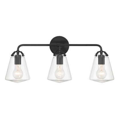 Crystorama Voss 3 Light Bath Light, Matte Black/Clear - VSS-7013-MK