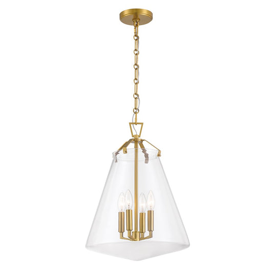 Crystorama Voss 4 Light 15" Pendant, Luxe Gold/Clear - VSS-7015-LG