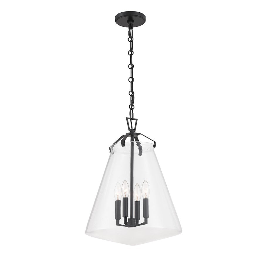 Crystorama Voss 4 Light 15" Pendant, Matte Black/Clear - VSS-7015-MK