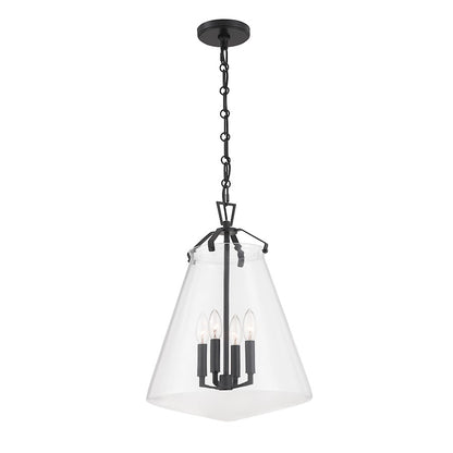 Crystorama Voss 4 Light 15" Pendant, Matte Black/Clear - VSS-7015-MK