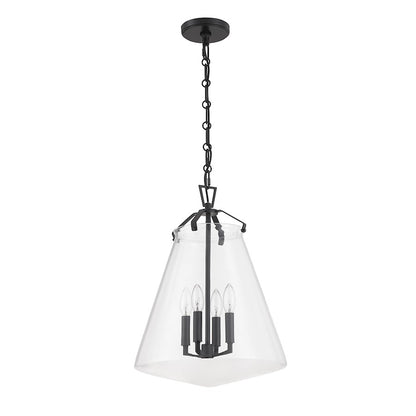 Crystorama Voss 4 Light 15" Pendant, Matte Black/Clear