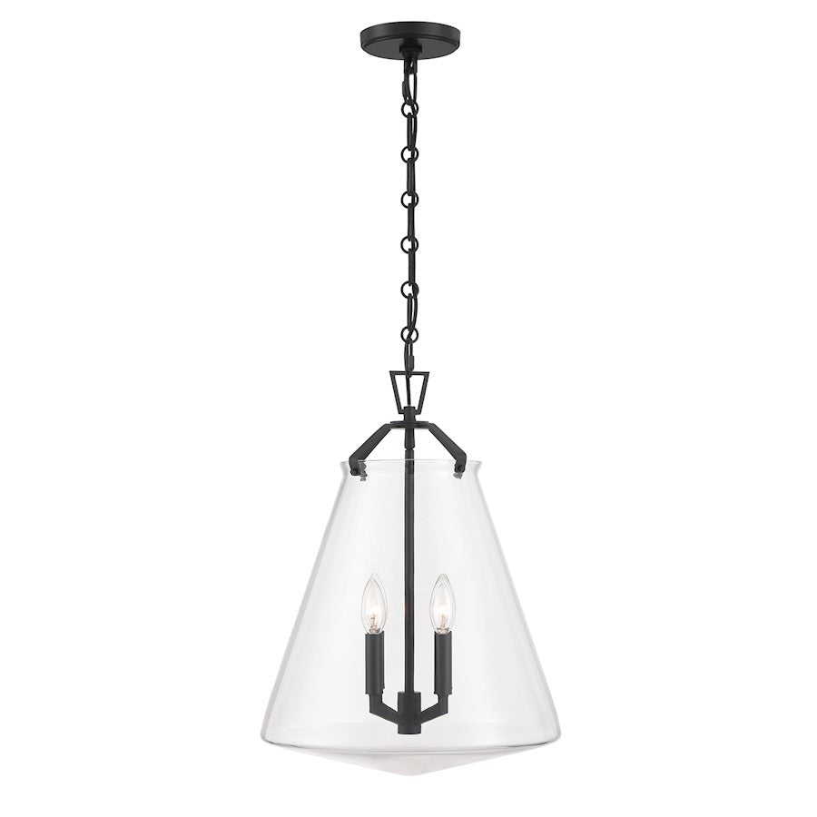Crystorama Voss 4 Light 15" Pendant, Matte Black/Clear