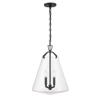 Crystorama Voss 4 Light 15" Pendant, Matte Black/Clear