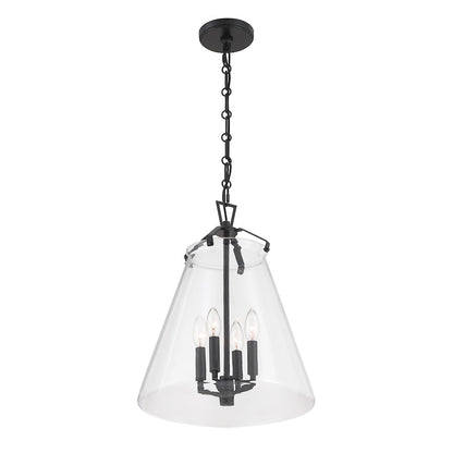 Crystorama Voss 4 Light 15" Pendant, Matte Black/Clear