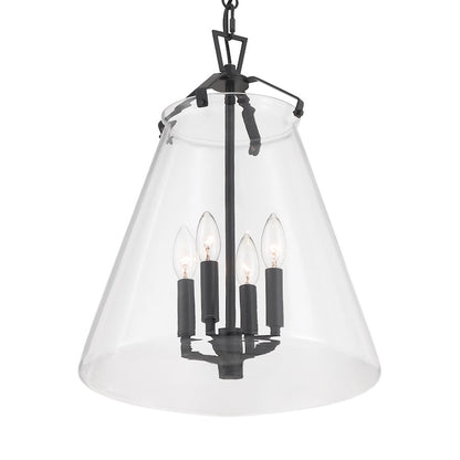 Crystorama Voss 4 Light 15" Pendant, Matte Black/Clear