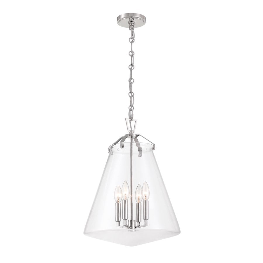 Crystorama Voss 4 Light 15" Pendant, Polished Nickel/Clear - VSS-7015-PN