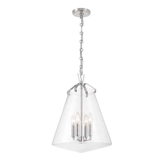 Crystorama Voss 4 Light 15" Pendant, Polished Nickel/Clear - VSS-7015-PN