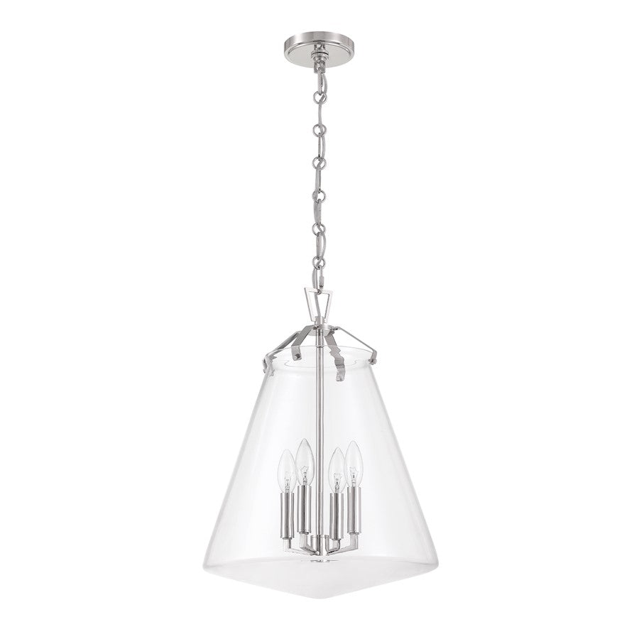 Crystorama Voss 4 Light 15" Pendant, Polished Nickel/Clear