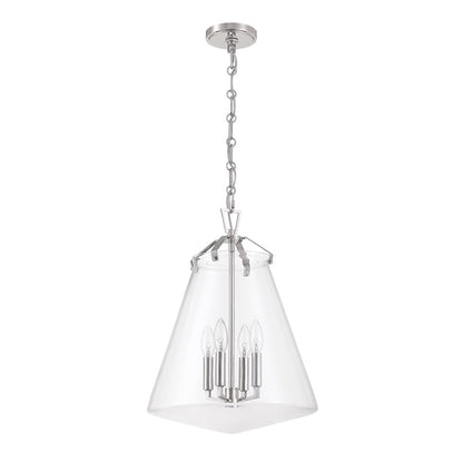 Crystorama Voss 4 Light 15" Pendant, Polished Nickel/Clear