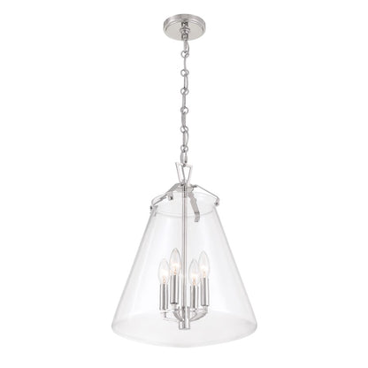 Crystorama Voss 4 Light 15" Pendant, Polished Nickel/Clear