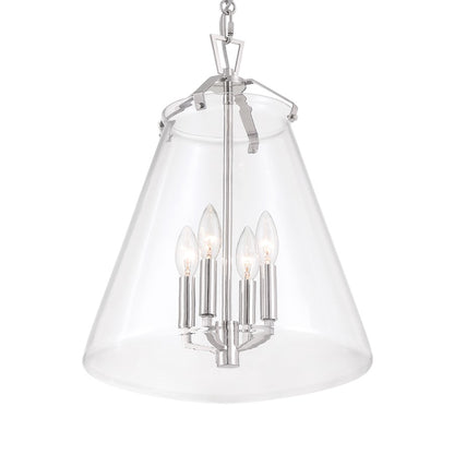 Crystorama Voss 4 Light 15" Pendant, Polished Nickel/Clear