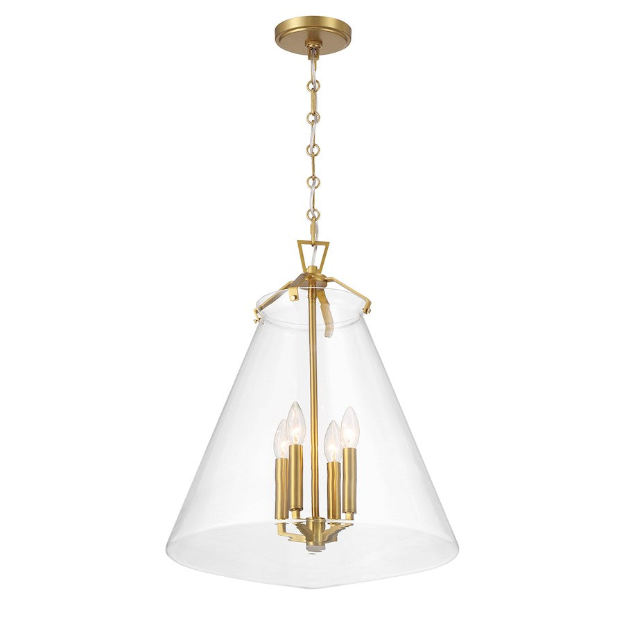 Crystorama Voss 4 Light 18" Pendant, Luxe Gold/Clear - VSS-7018-LG