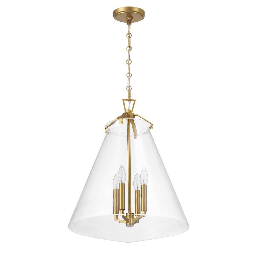 Crystorama Voss 4 Light 18" Pendant, Luxe Gold/Clear