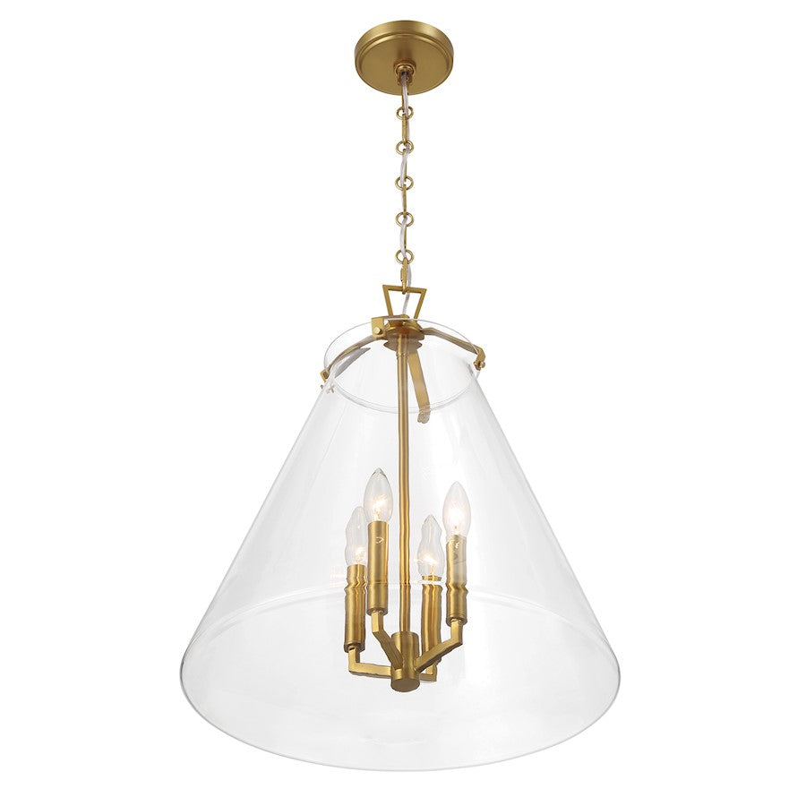 Crystorama Voss 4 Light 18" Pendant, Luxe Gold/Clear