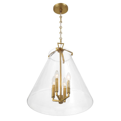 Crystorama Voss 4 Light 18" Pendant, Luxe Gold/Clear