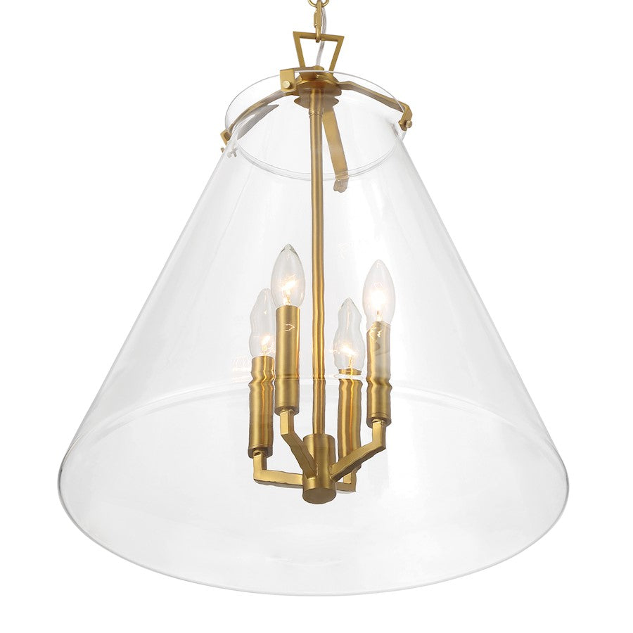 Crystorama Voss 4 Light 18" Pendant, Luxe Gold/Clear