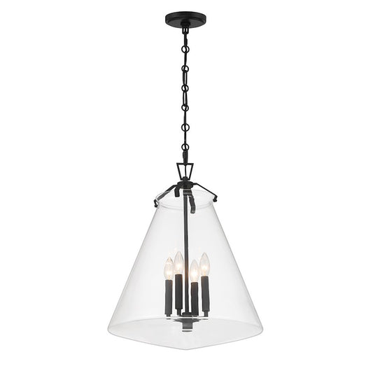 Crystorama Voss 4 Light 18" Pendant, Matte Black/Clear - VSS-7018-MK