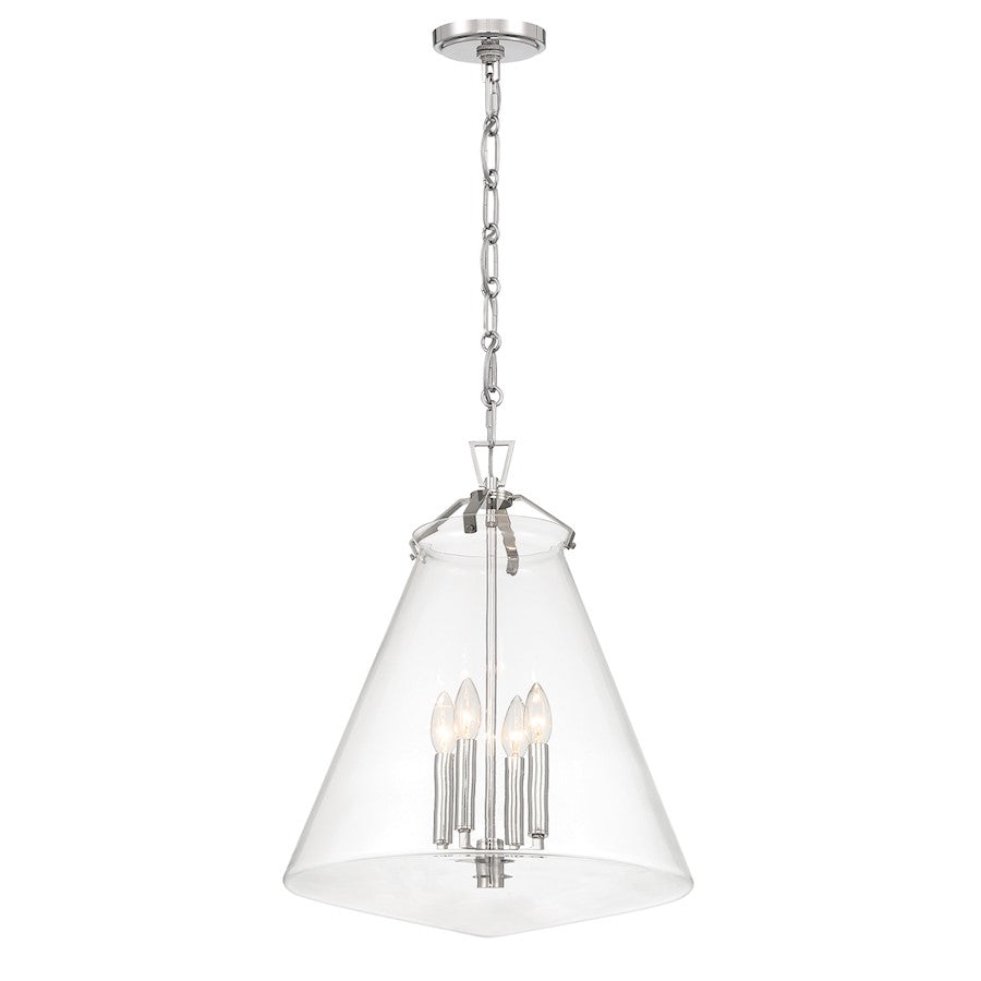 Crystorama Voss 4 Light 18" Pendant, Polished Nickel/Clear - VSS-7018-PN