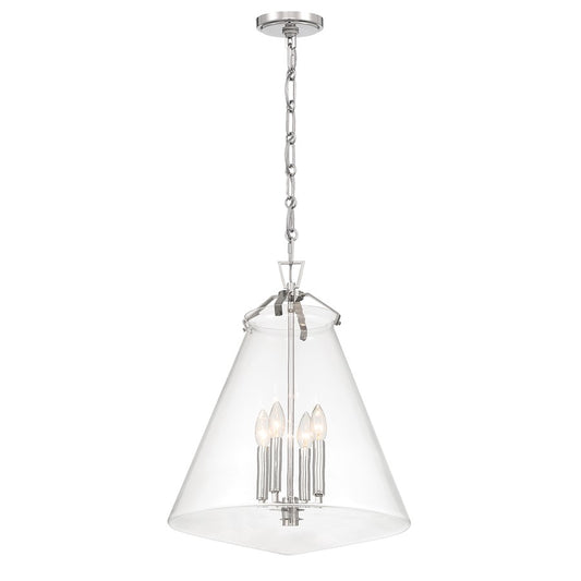 Crystorama Voss 4 Light 18" Pendant, Polished Nickel/Clear - VSS-7018-PN