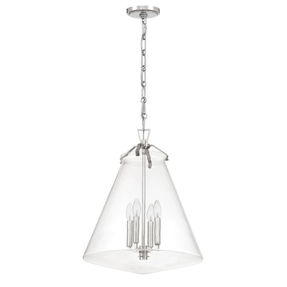 Crystorama Voss 4 Light 18" Pendant, Polished Nickel/Clear