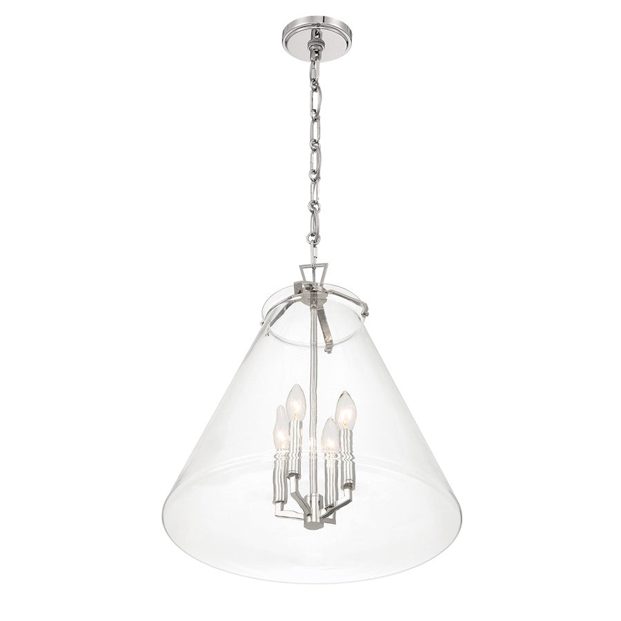 Crystorama Voss 4 Light 18" Pendant, Polished Nickel/Clear