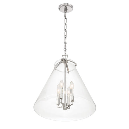 Crystorama Voss 4 Light 18" Pendant, Polished Nickel/Clear