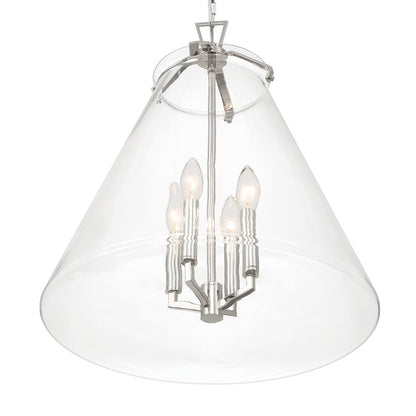 Crystorama Voss 4 Light 18" Pendant, Polished Nickel/Clear