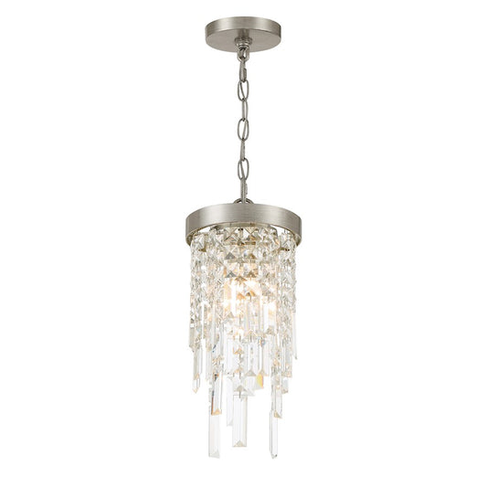 Crystorama Winfield 1 Light Mini Pendant, Antique Silver - WIN-210-SA-CL-MWP