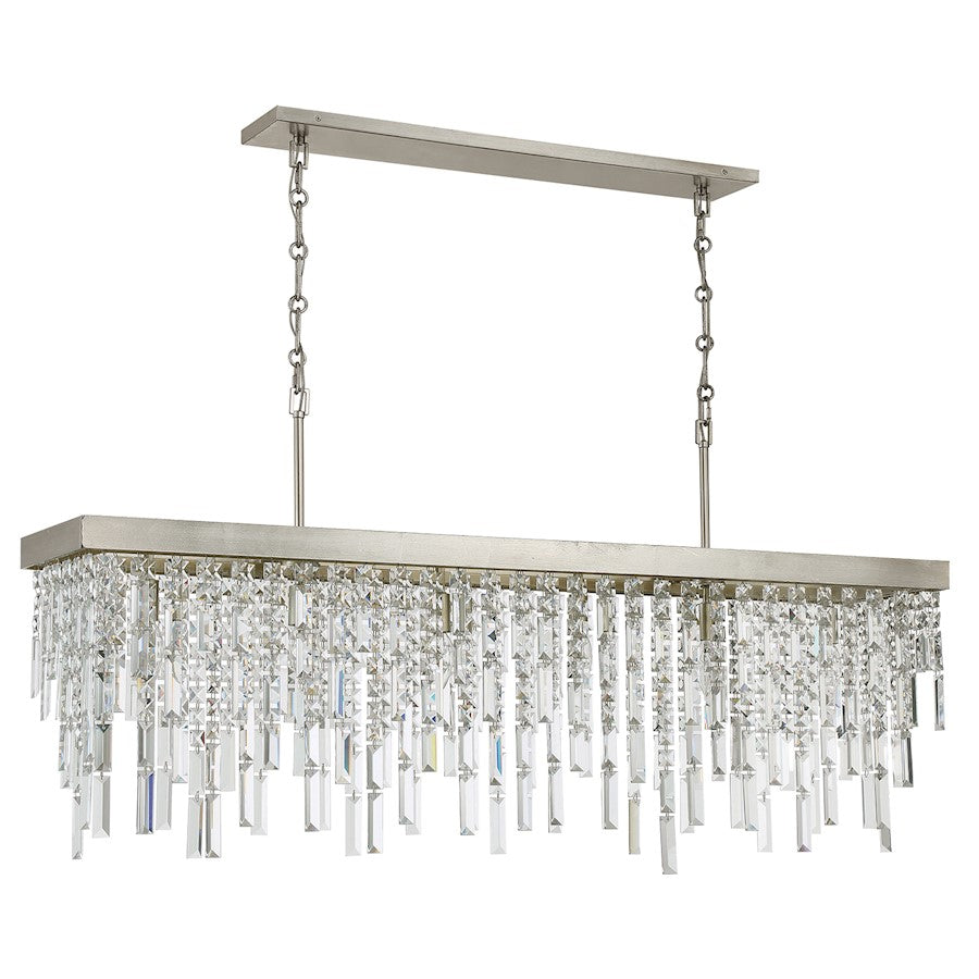 Crystorama Winfield 6 Light Linear Chandelier, Silver