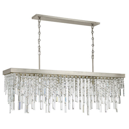 Crystorama Winfield 6 Light Linear Chandelier, Silver