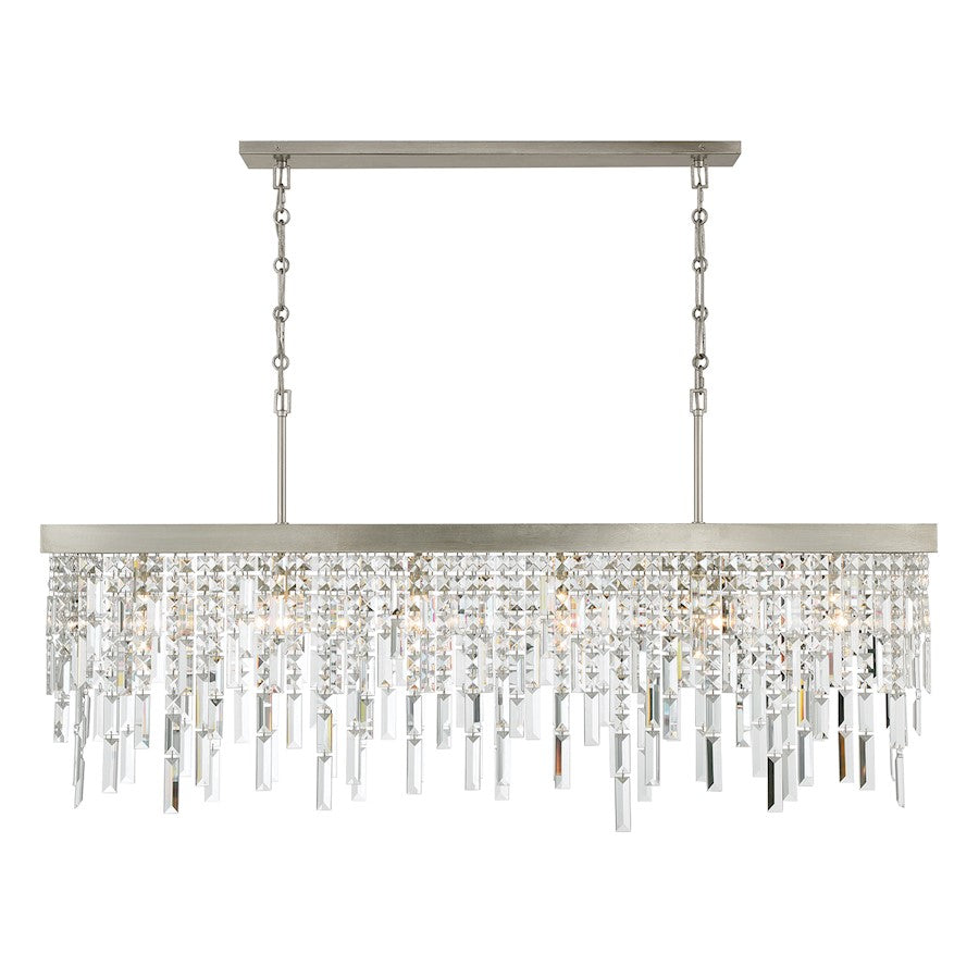 Crystorama Winfield 6 Light Linear Chandelier, Silver
