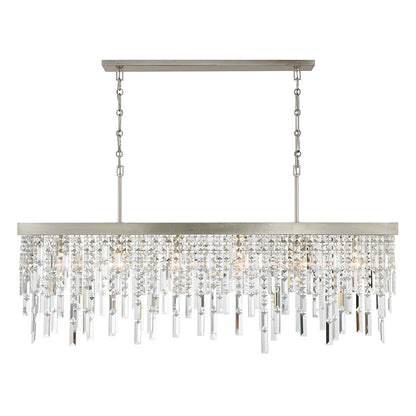 Crystorama Winfield 6 Light Linear Chandelier, Silver